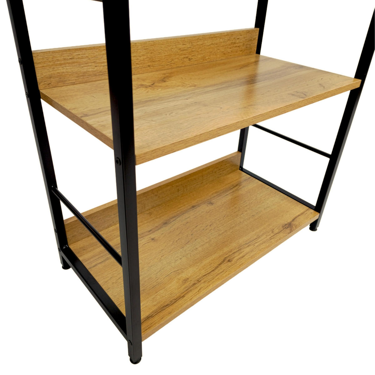 STANDREGAL Holzoptik Metall Eichebraun Schwarz 6 Ebenen 178×60×30 cm - Eichefarben/Schwarz, Holzwerkstoff/Metall (60/178/30cm) - Begryf