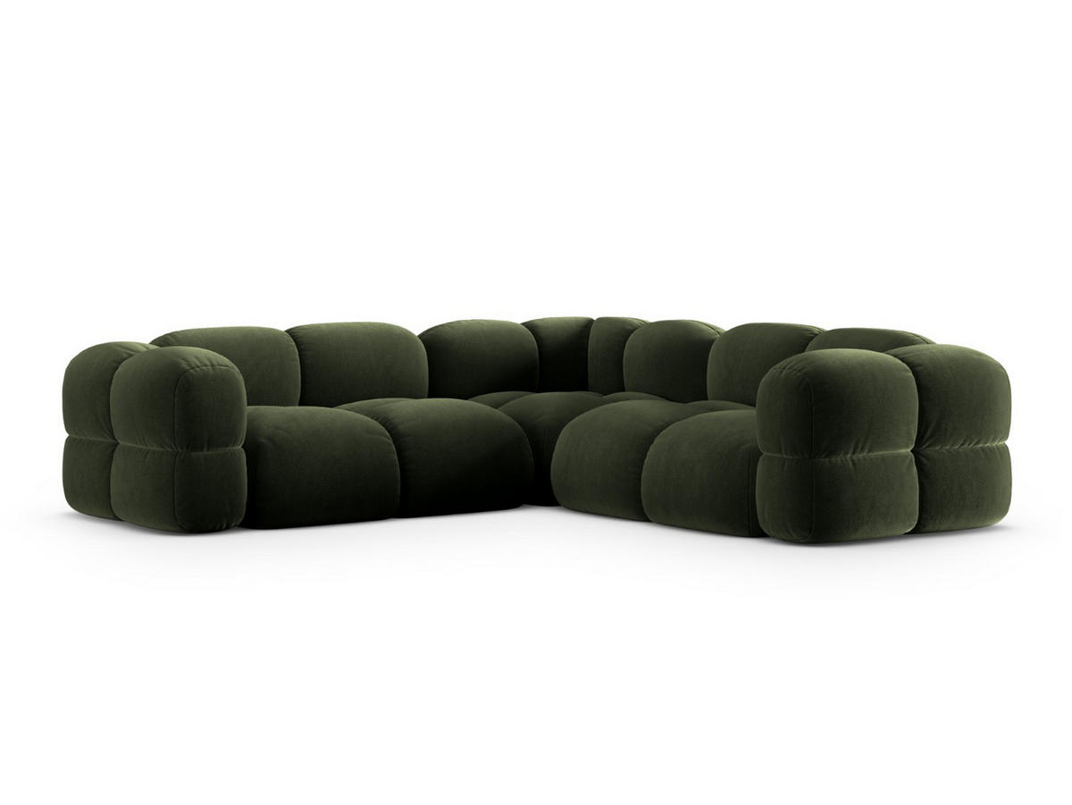 ECKSOFA Loretto aus Samt grün 4 Sitzplätze - Grün, Textil (250/250cm) - Cosmopolitan Design