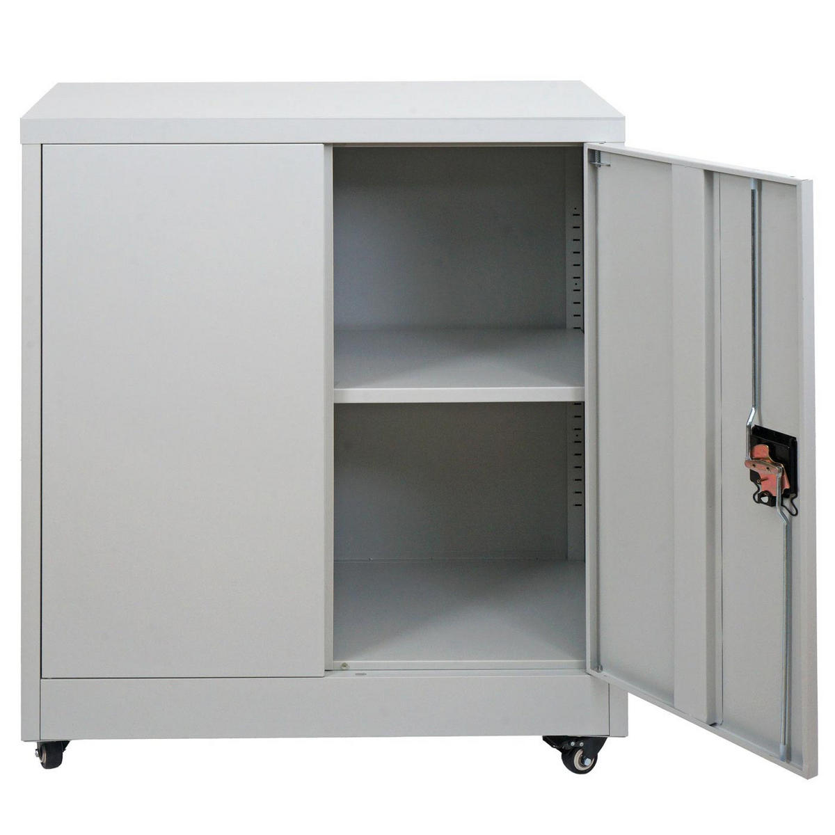 AKTENSCHRANK rollbar HxBxT 98x80x40cm 2 Türen abschließbar Stahl Hellgrau - Hellgrau, Metall (80/98/40cm) - PROREGAL