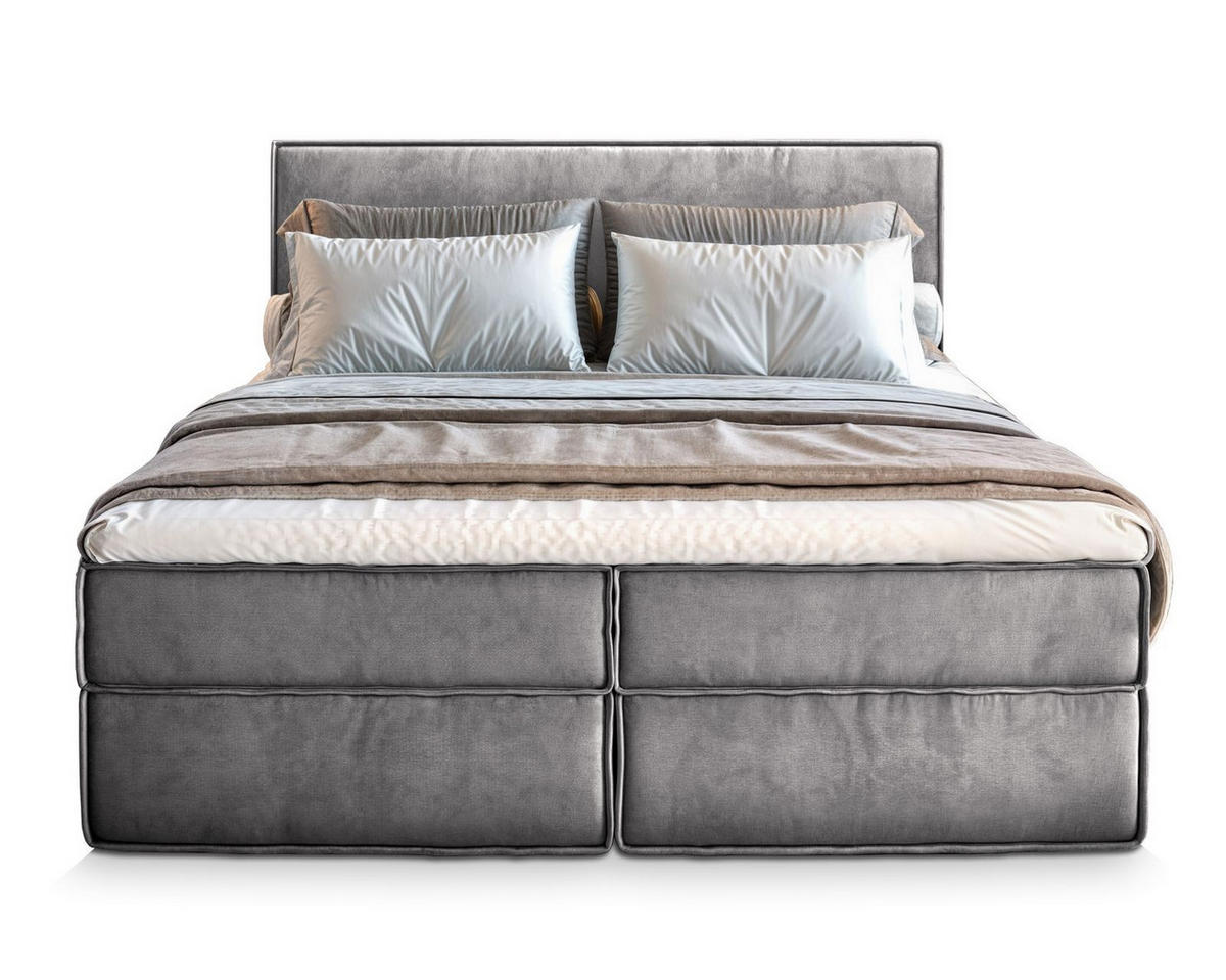 POSTEL BOXSPRING PELLIO 160x200 cm, s matrací a úložným prostorem, světle šedá - světle šedá, kompozitní dřevo/textil (160/200cm) - MASSENO