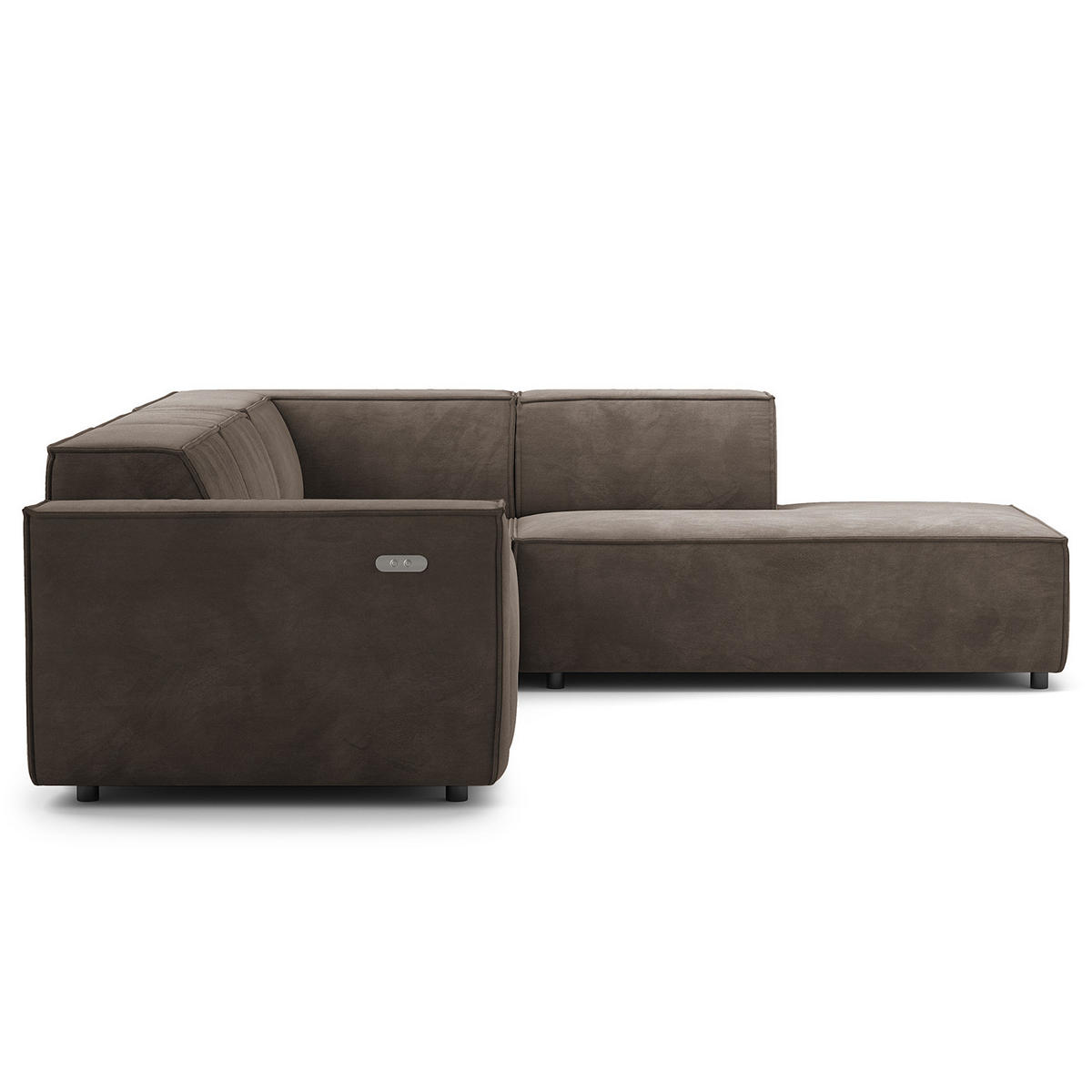 ECKSOFA mit Ottomane - Taupe/Schwarz, Kunststoff/Textil (260/234cm) - home24