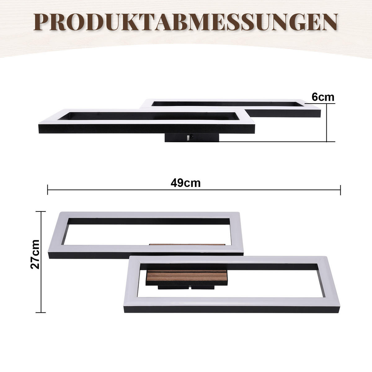 LED DECKENLEUCHTE Evoris 49/27/6 cm - Schwarz, Kunststoff/Metall (49/27/6cm) - ZMH
