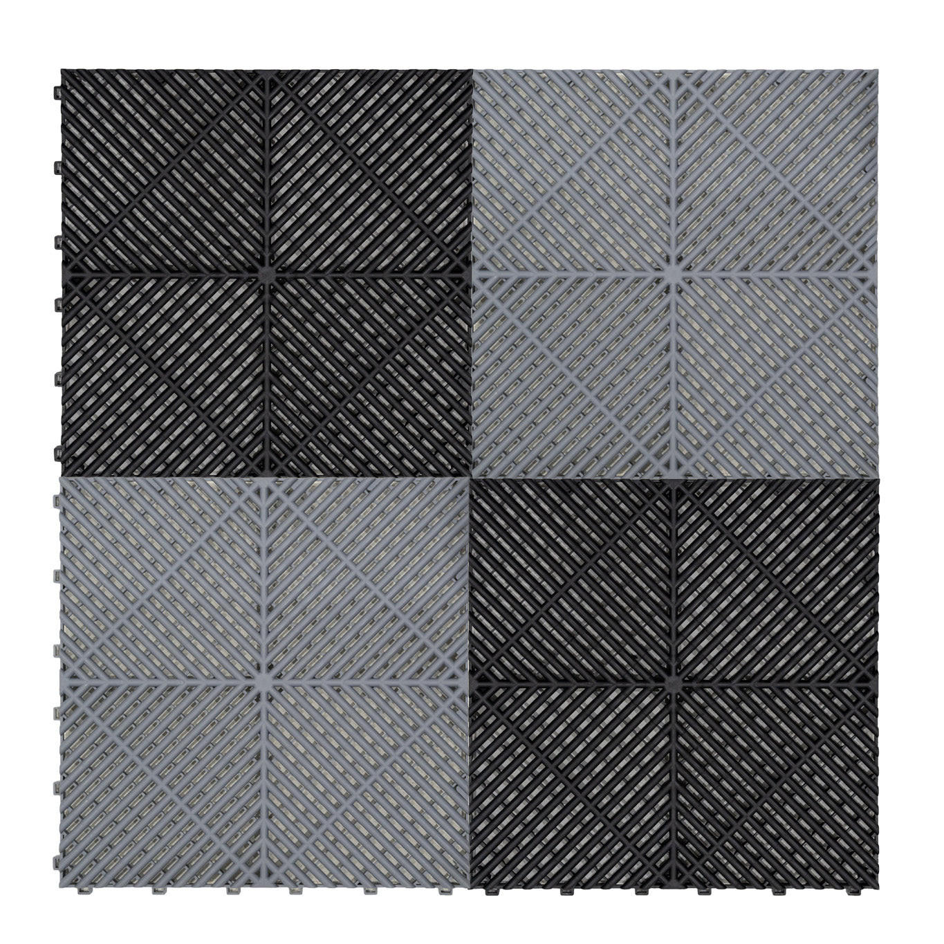 GARAGENBODENFLIESEN Belüftete mit Kanten – 120 Schwarz und 120 Grau - Schwarz, Kunststoff (40/1.8/40cm)