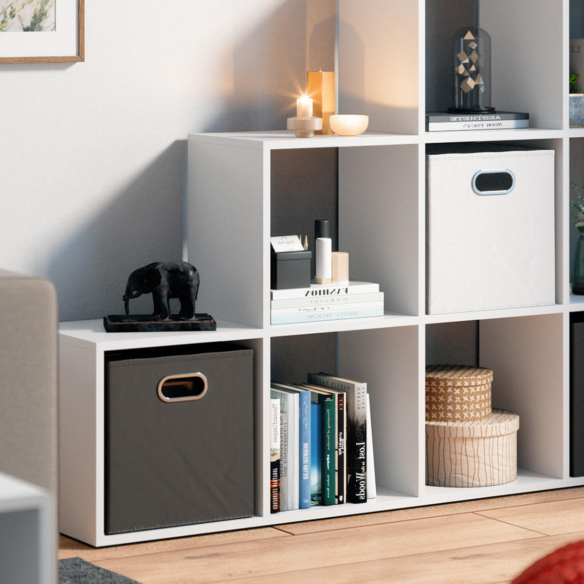 TREPPENREGAL Weiß 142.5 x 140 cm - Weiß, Holzwerkstoff (142.5/140/29cm) - Vicco