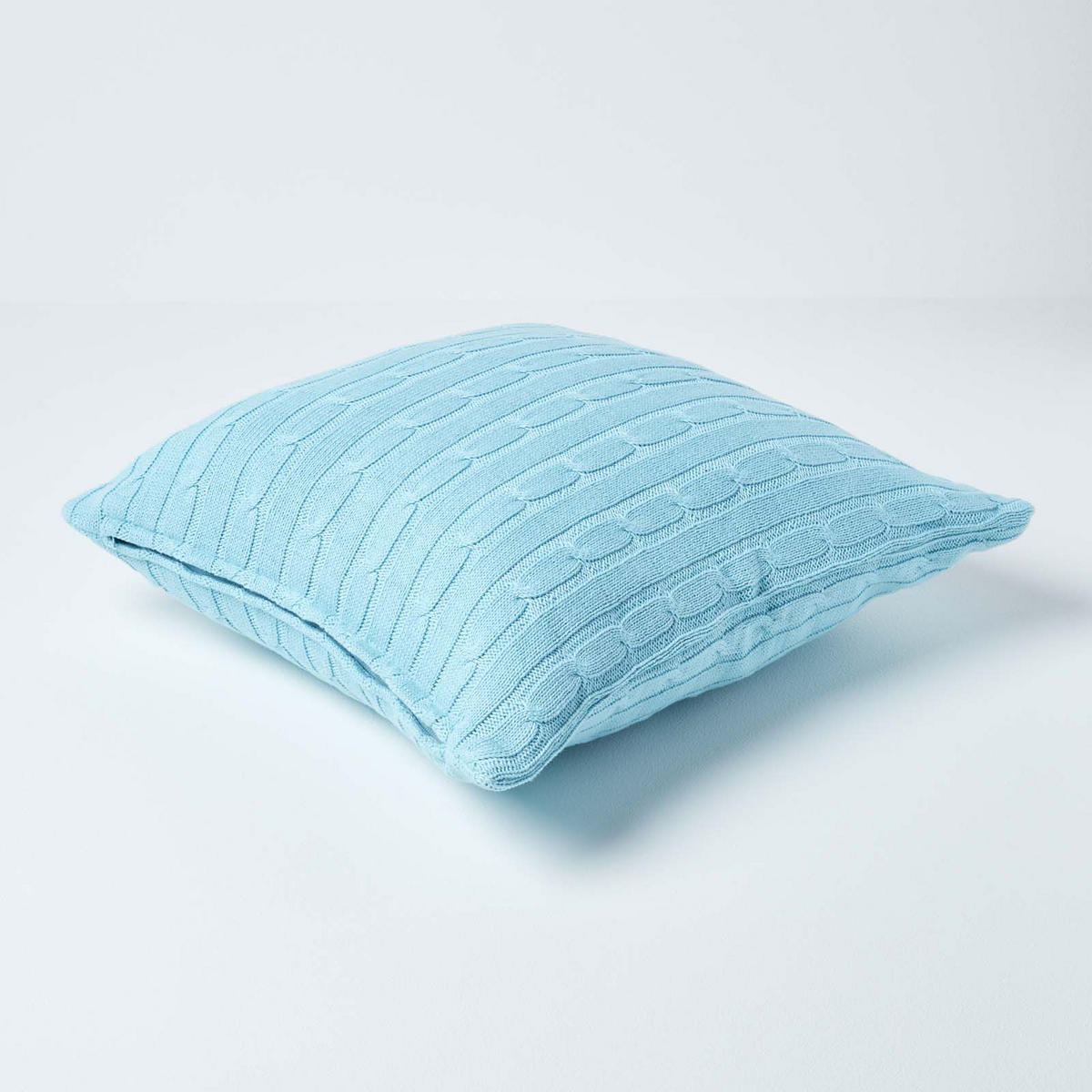 KISSENHÜLLE Zopfmuster 45/45 cm - Hellblau, Textil (45/45cm) - Homescapes