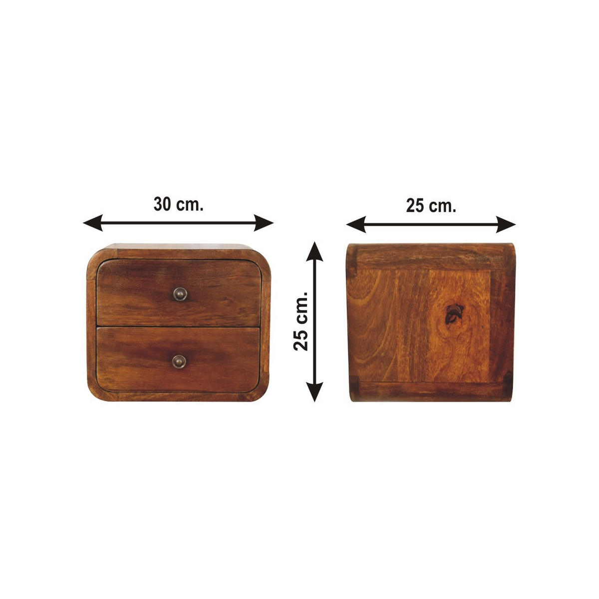 NACHTTISCH Mini Wandmontiert - Messingfarben/Braun, Holz/Metall (30/25/25cm) - Artisan Furniture