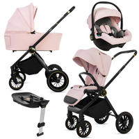 KINDERWAGEN Rosso 4in1 Rosa Babywanne, Reisebuggy, Autositz, Isofix Basis - Schwarz/Rosa, Textil/Metall (58/98cm) - BabyLux