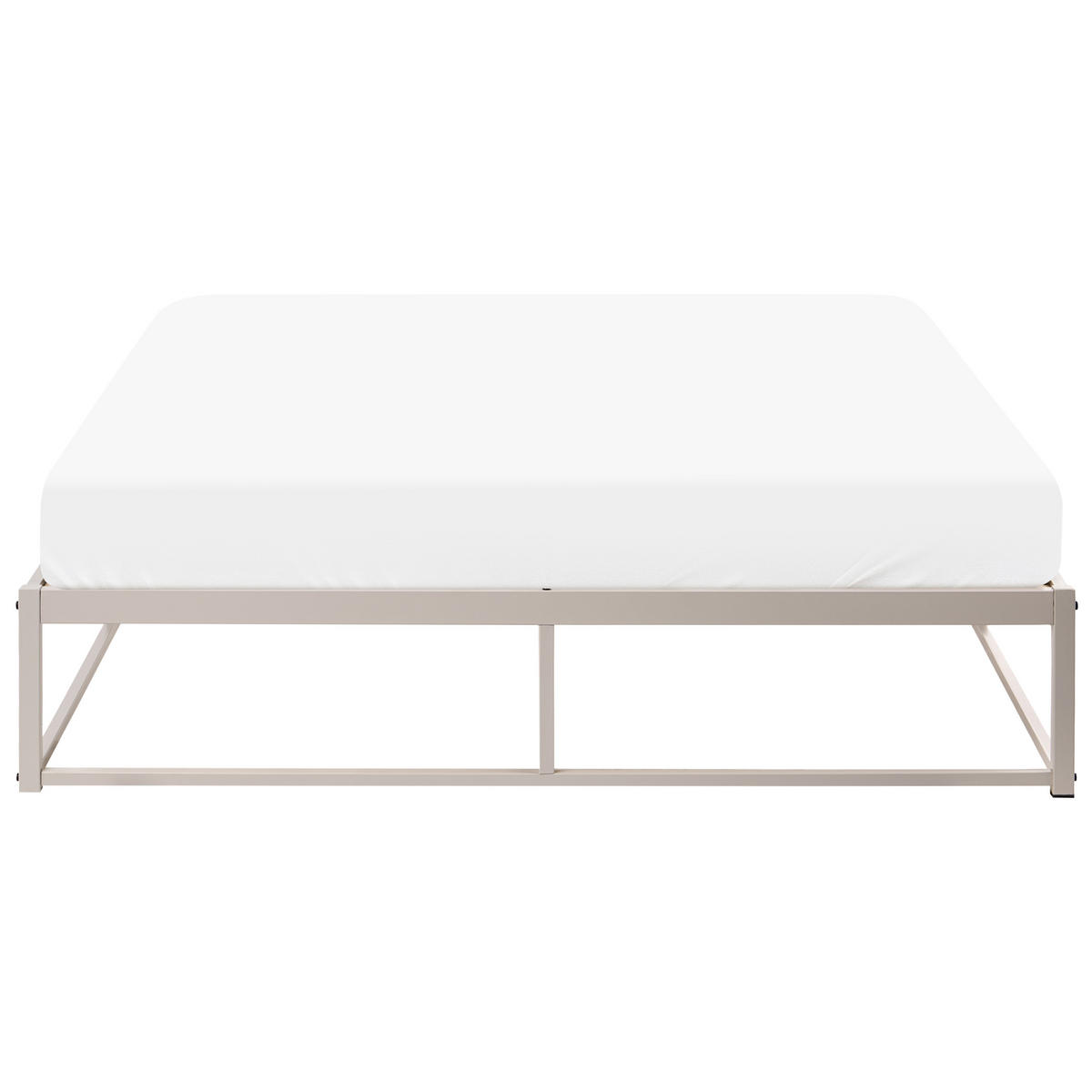 BETT ohne Kopfteil 140/200 cm Eisen Hellbeige Viry - Beige, Metall (140/200cm) - Beliani