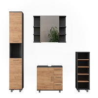 BADMÖBEL-SET Ilias Anthrazit/Goldkraft Eiche 4 Teile - Honigeiche/Anthrazit, Holzwerkstoff (60.2/60.8/33cm) - Vicco