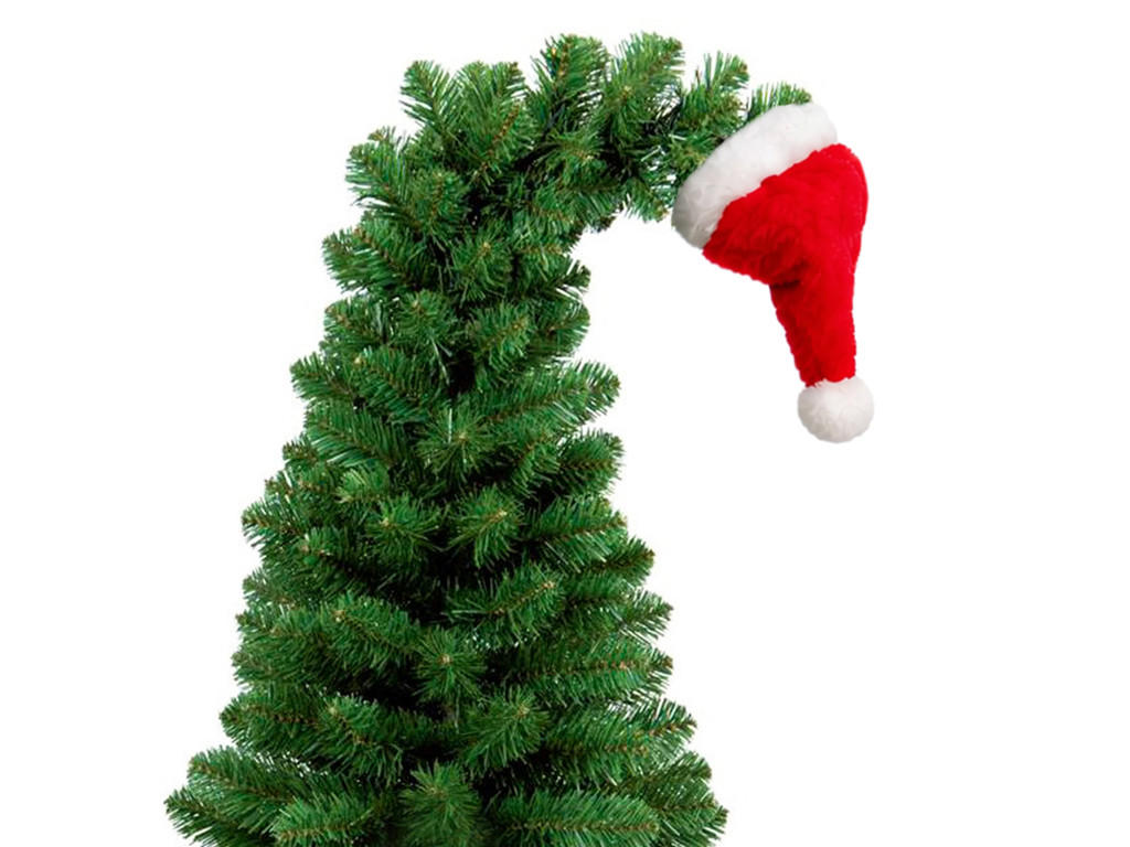 WEIHNACHTSBAUM künstlicher GRINCH 60 cm, grün, mit Weihnachtsmütze, im Pflanztopf - Grün, Kunststoff/Stein (45/60cm) - LAALU