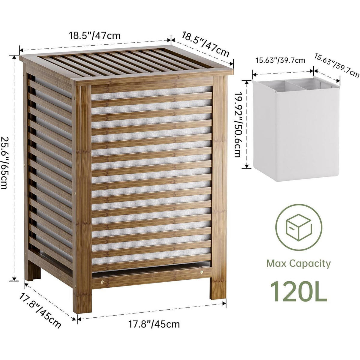 WÄSCHEKORB Bambus Nussbaum 47 x 47 x 65 cm - Braun, Naturmaterialien (65/65/47cm)
