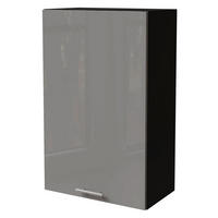 KÜCHENHÄNGESCHRANK Essen W4/60/1 Grau Hochglanz / Schwarz Matt 60 / 32,5 / 96cm - Schwarz/Grau, Holz/Holzwerkstoff (60/96/32.5cm) - Feldmann-Wohnen