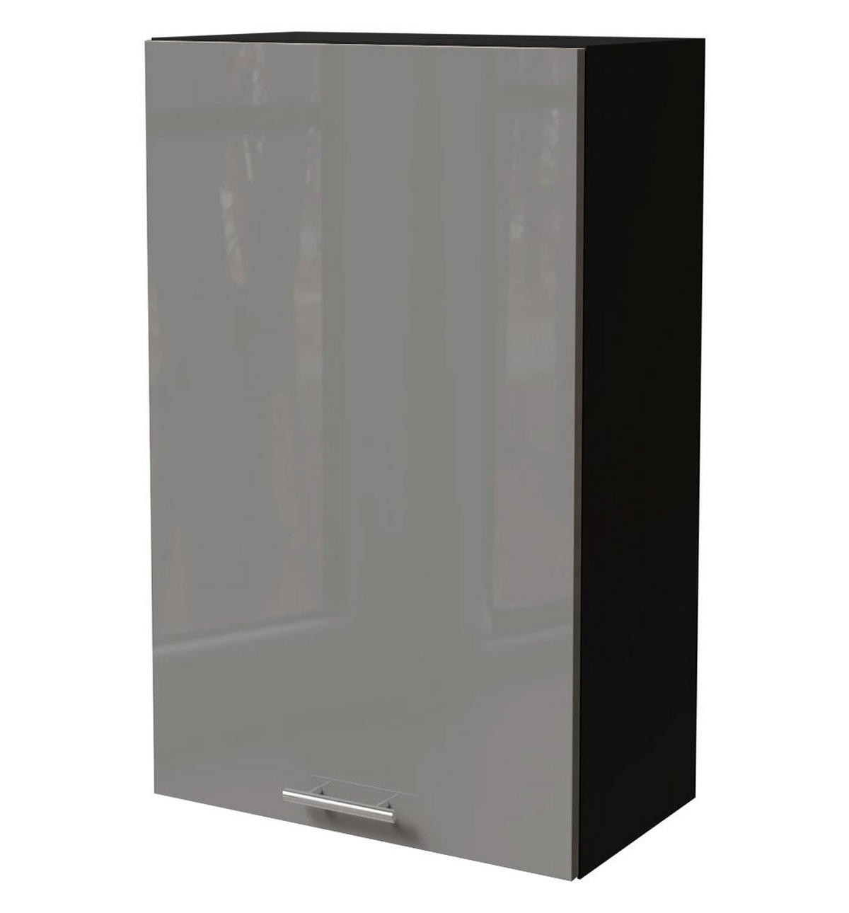 KÜCHENHÄNGESCHRANK Essen W4/60/1 Grau Hochglanz / Schwarz Matt 60 / 32,5 / 96cm - Schwarz/Grau, Holz/Holzwerkstoff (60/96/32.5cm) - Feldmann-Wohnen