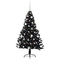 WEIHNACHTSBAUM Künstlicher Vorbeleuchteter Haltbar 95/95/150 cm Schwarz PVC - Schwarz, Kunststoff (150cm) - vidaXL