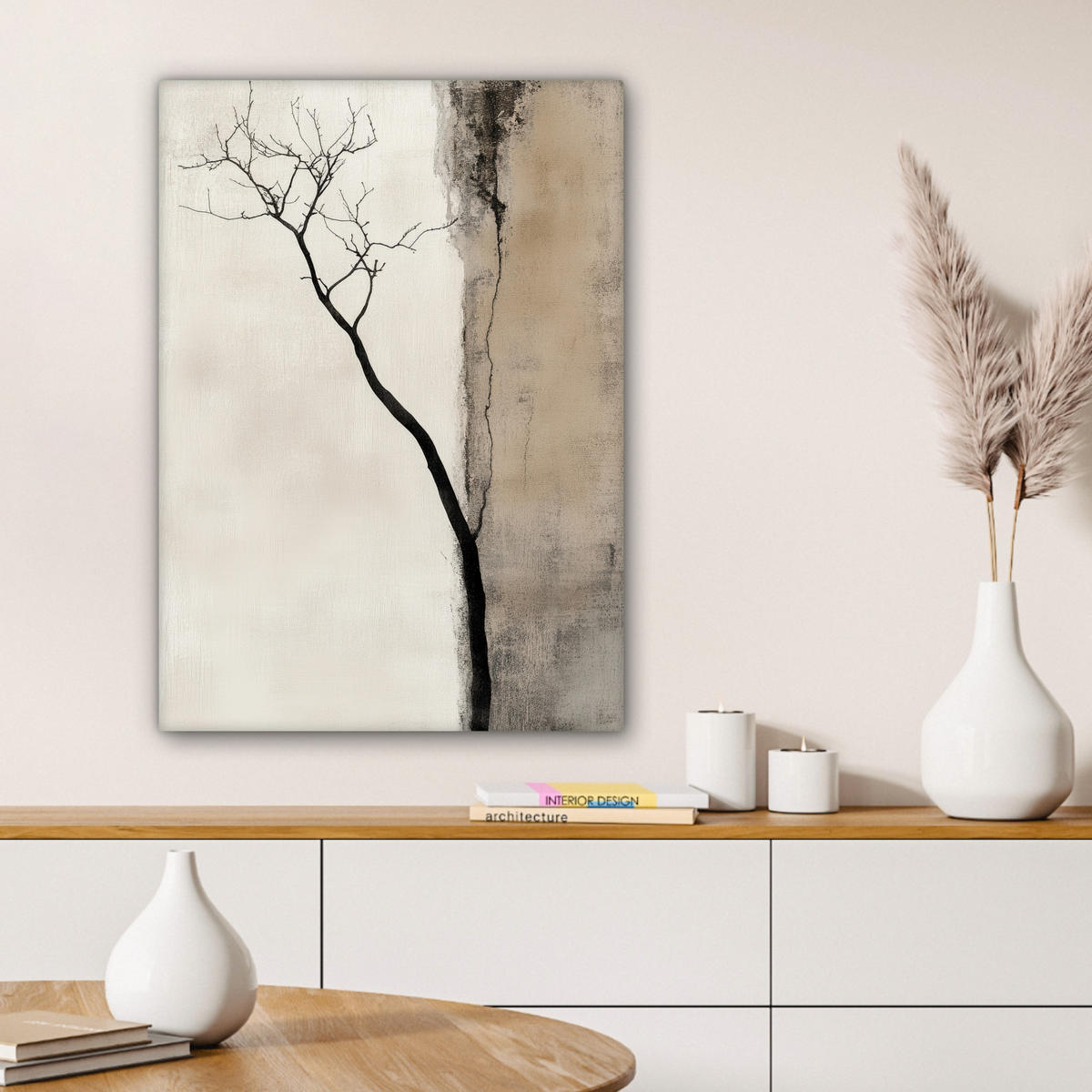 LEINWANDBILD Wabi sabi - Pflanze - Beige 60x80 cm - Taupe, Textil (60/80cm) - MuchoWow