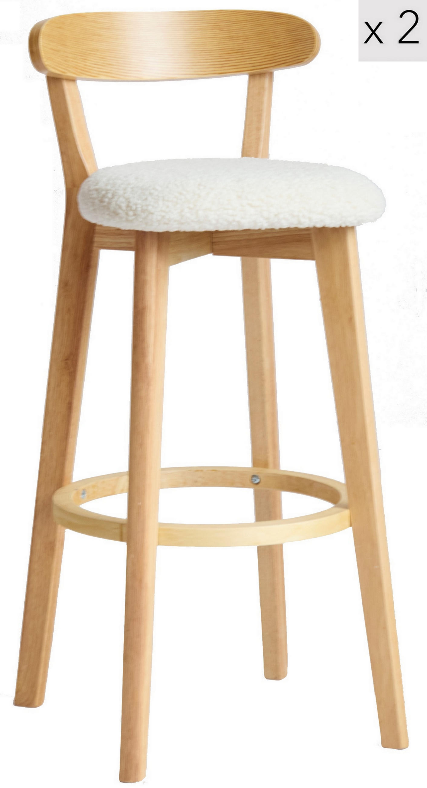 BARHOCKER 2er-Set Stoff Weiß - Weiß, Textil (38/92/42cm) - Nordlys