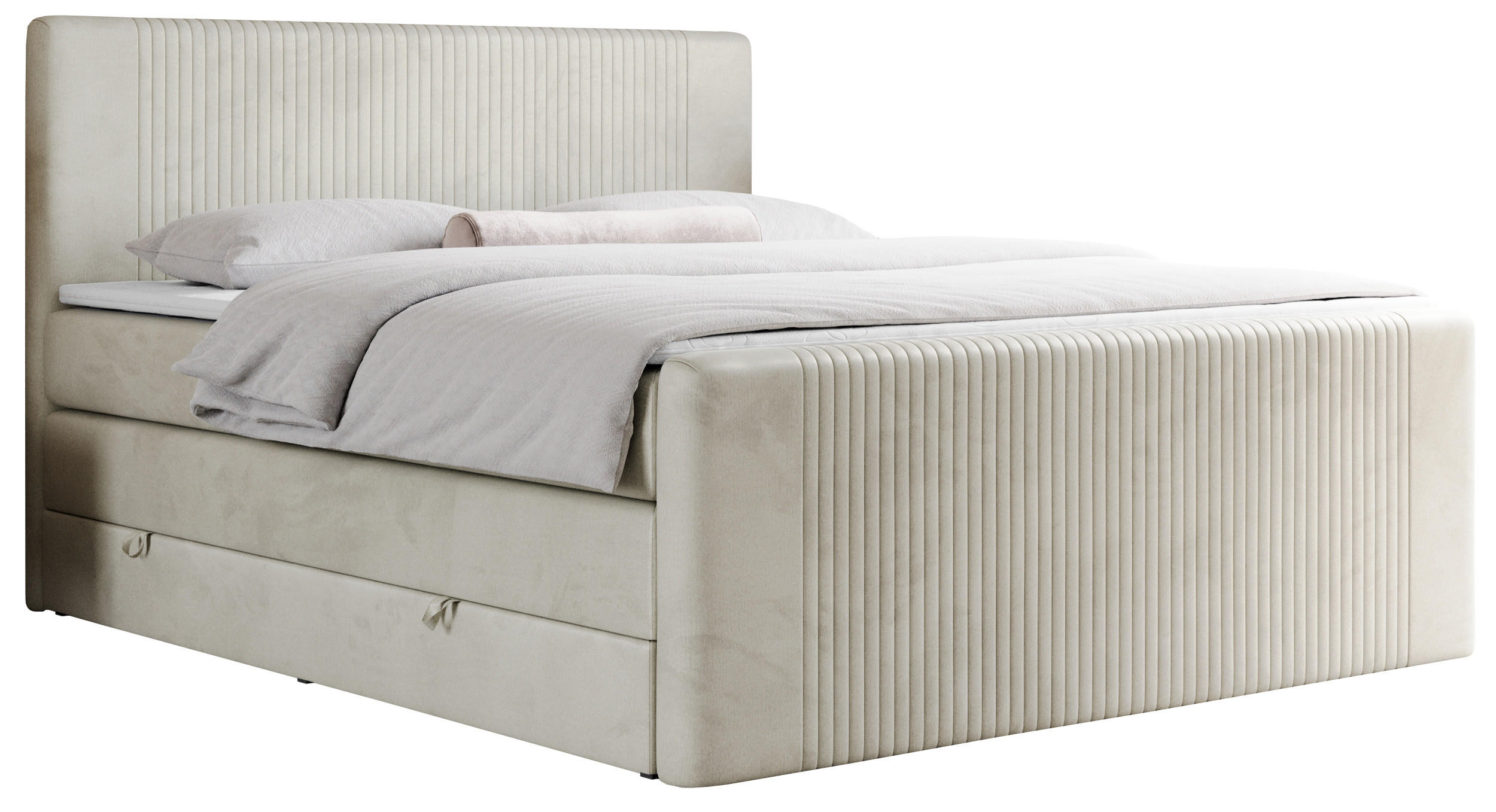 BOXSPRINGBETT KING DOREN 140/200 Beige Velvet - H3 - Beige, Holz/Textil (140/200cm) - MKS