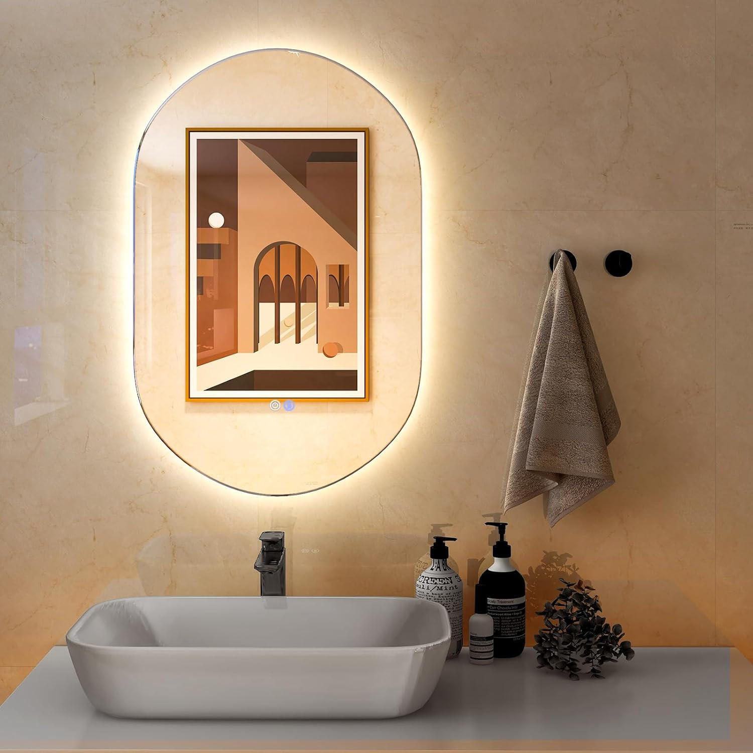 LED ZRKADLO proti zahmlievaniu, strieborné - strieborná, sklo (50/80/3cm) - COSTWAY