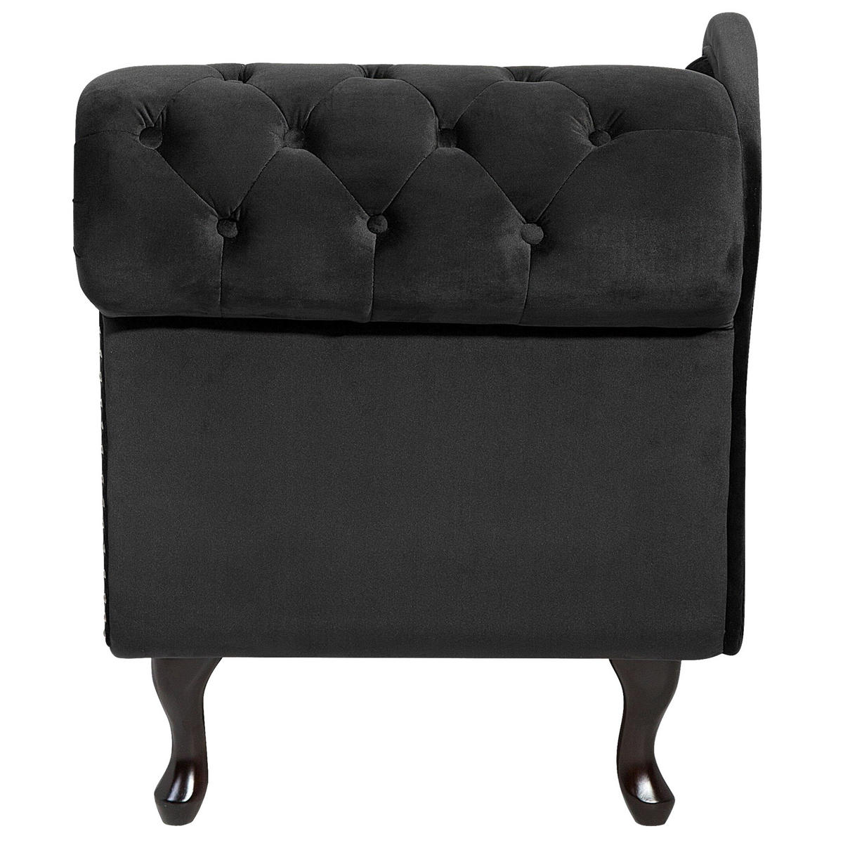 CHAISELONGUE Samtstoff schwarz rechtsseitig Nimes - Dunkelbraun/Schwarz, Textil (170/79/61cm) - Beliani