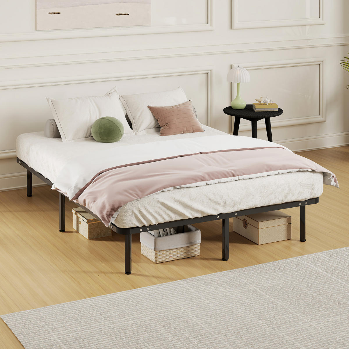 BETT 140x190 cm DE-14633 mit Stauraum, industriell Schwarz - Schwarz, Metall (140/190cm) - ComfortXL