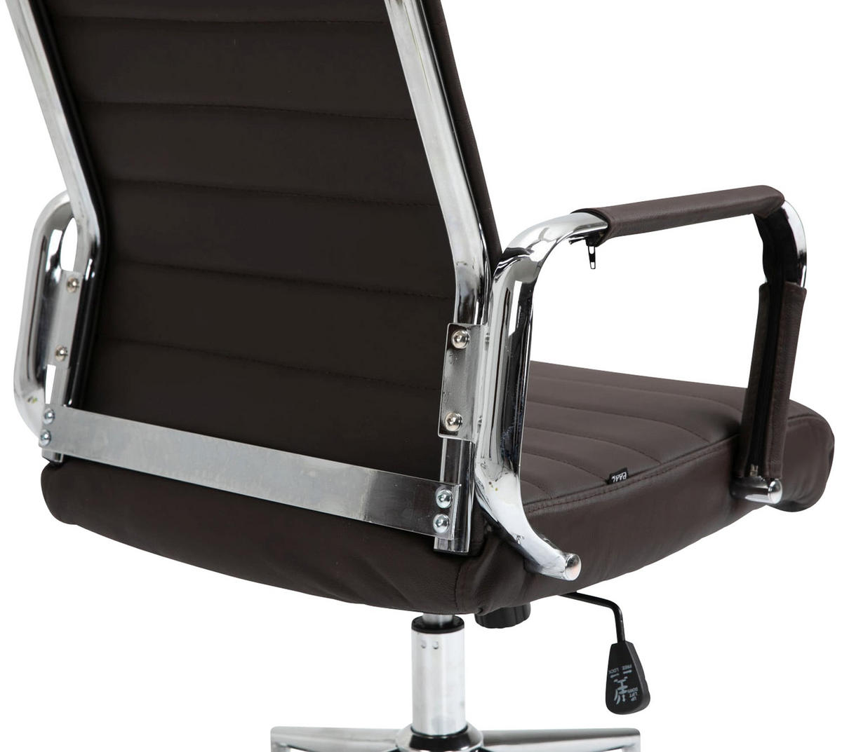 KONTORSSTOL Kolumbus äkta läder - Kromfärg/Brun, Läder/Metall (58/105/66cm) - CLP