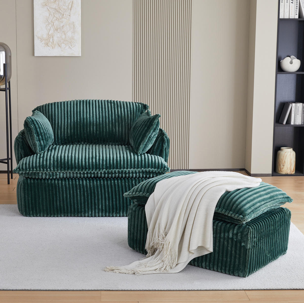 SESSEL mit Hocker 115 x 89 x 77 cm Grün 2-tlg. - Grün, Kunststoff (89/77/115cm) - Meubliv