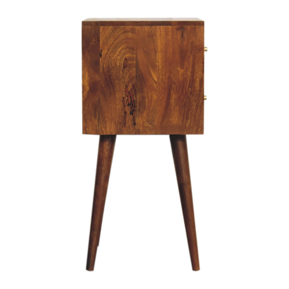 NACHTTISCH aus Massivholz mit 2 Schubladen - Dunkelbraun/Messingfarben, Holz/Metall (31/62/30cm) - Artisan Furniture
