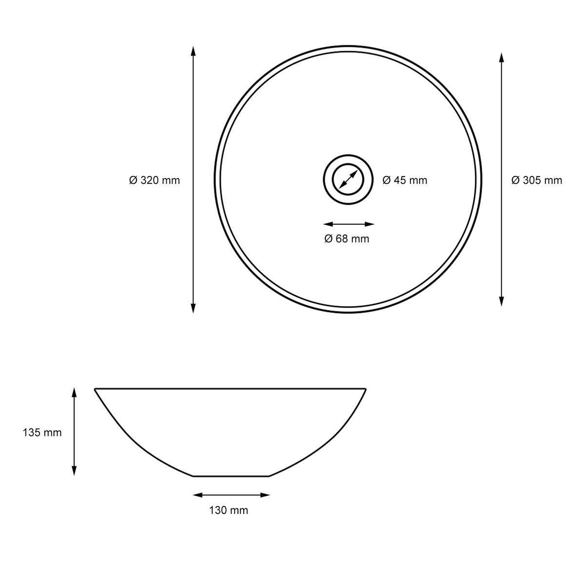 WASCHBECKEN - Schwarz, Keramik (32/13.5/32cm) - ML-DESIGN