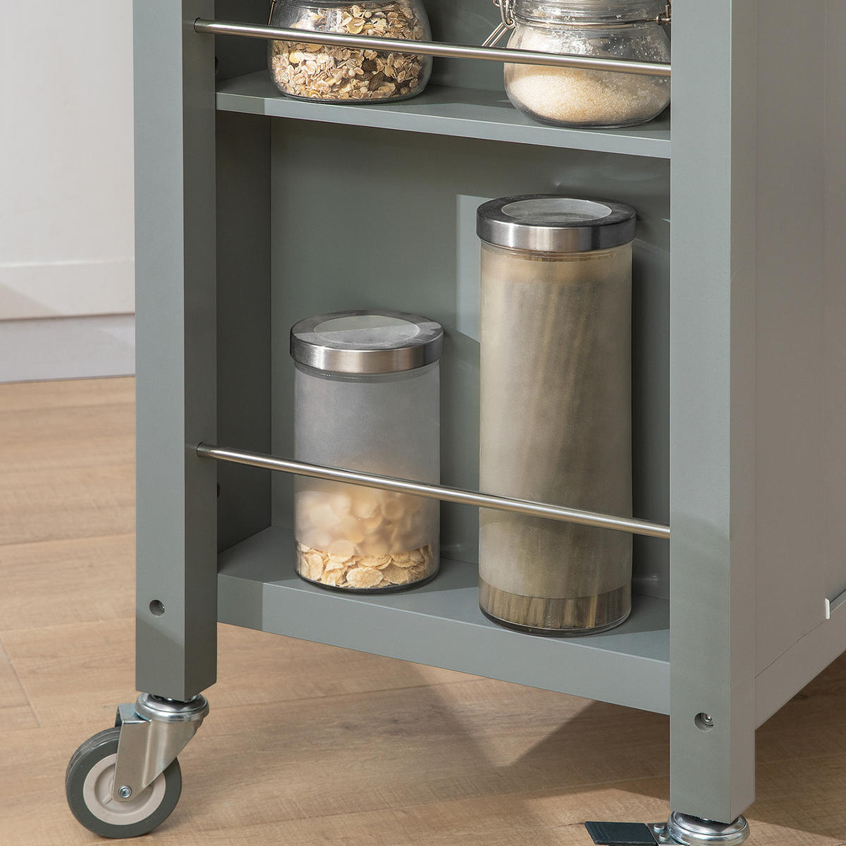 KÜCHENINSEL rollbar Grau - Grau, Holz/Holzwerkstoff (107/94/46cm) - SoBuy
