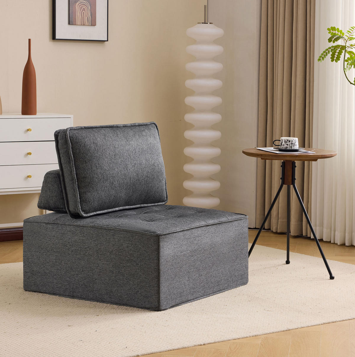 SESSEL 81/81/81 cm Dunkelgrau aus Plywood modular - Dunkelgrau, Holzwerkstoff (81/81/81cm) - OKMYHOME