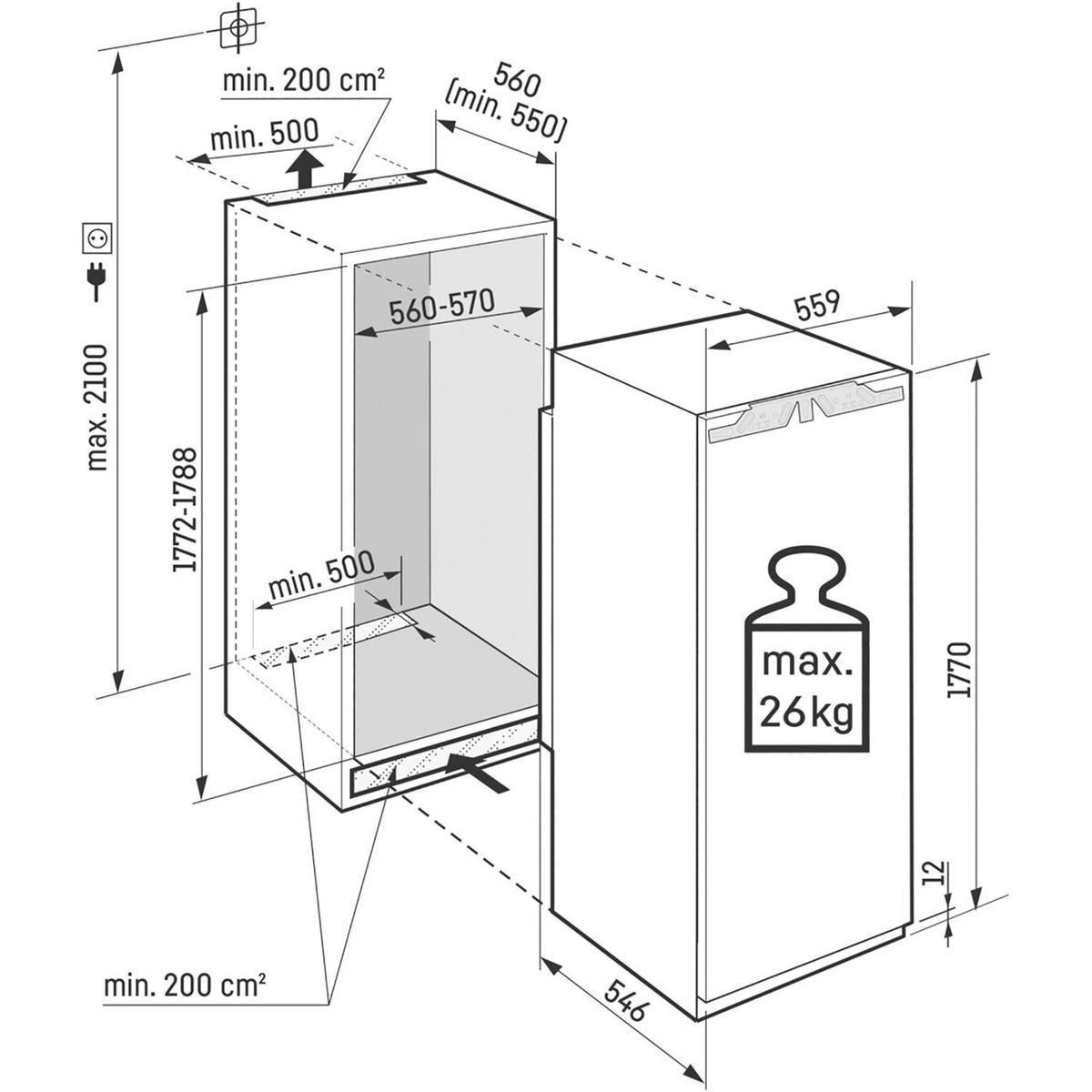 GEFRIERSCHRANK SIFNDI5178  - Weiß, Basics, Kunststoff/Metall (56/177/55cm) - Liebherr