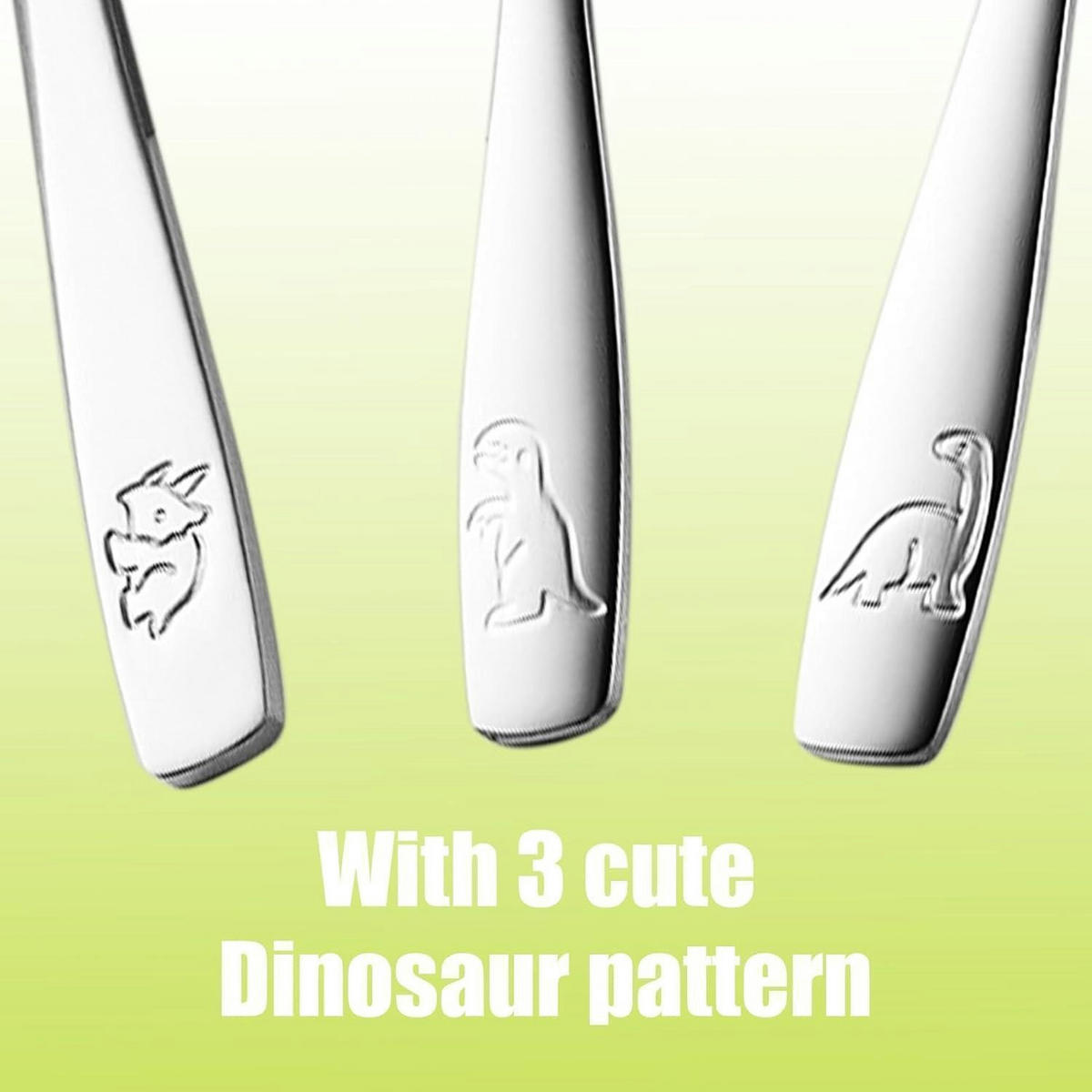 KINDERBESTECK 9-teiliges Set Edelstahl Dinosaurier Motiv - Silberfarben, Metall