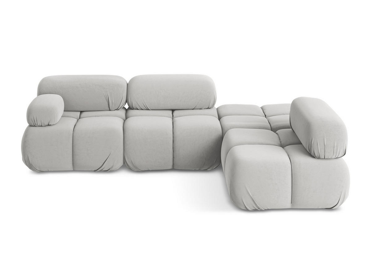 ECKSOFA Rechts Samt Stoff Grau - Silberfarben/Schwarz, Kunststoff/Textil (285/190cm) - Makamii