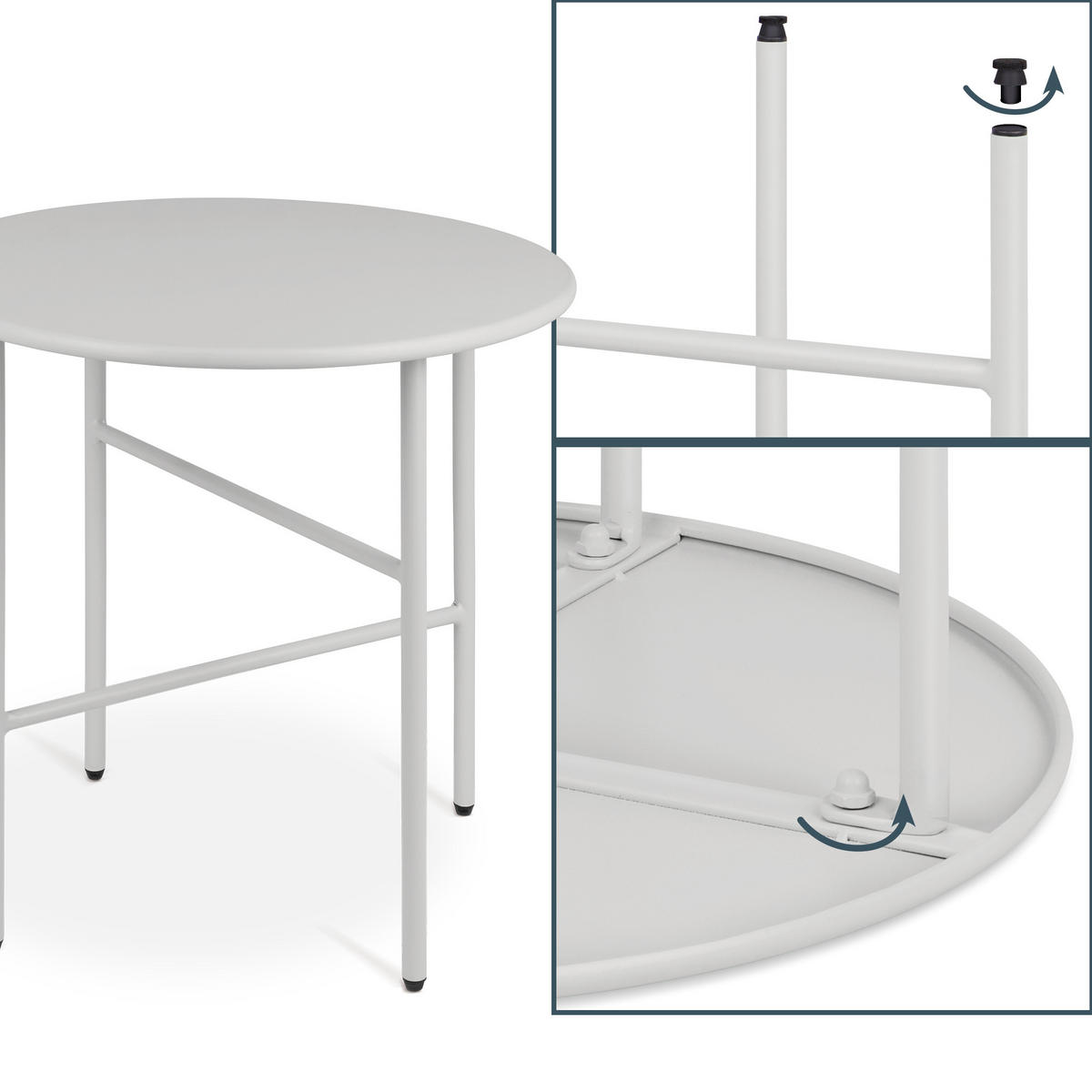 BEISTELLTISCH Finn Ø 44/46 cm Hellgrau - Hellgrau, Metall (44/44/46cm) - BoMoe