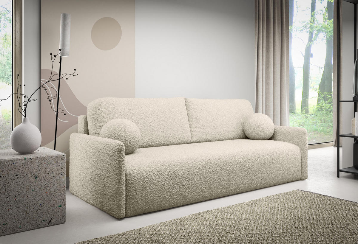 SOFA Glove Beige mit Bouclé-Bezug - Beige, Kunststoff/Textil (206/95/87cm) - Selsey
