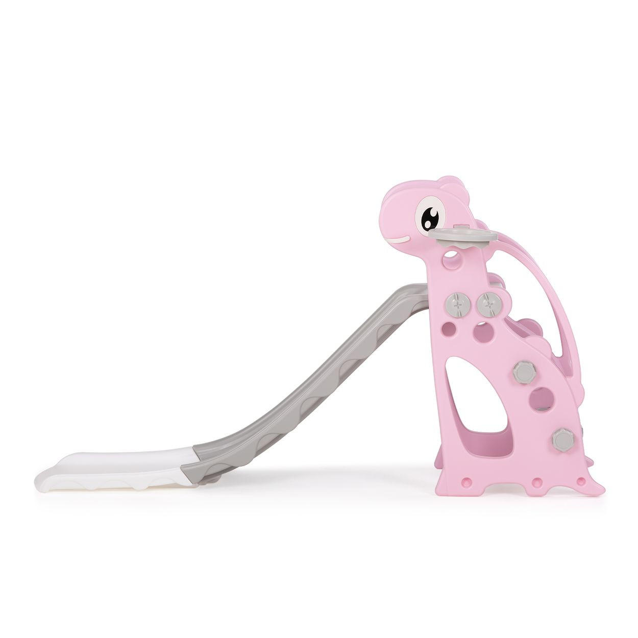 KINDERRUTSCHE Dino 116 cm rosa Rutschlänge, Ball mit Basketballkorb, 30 kg - Rosa, Kunststoff (55/70/132cm) - Chipolino