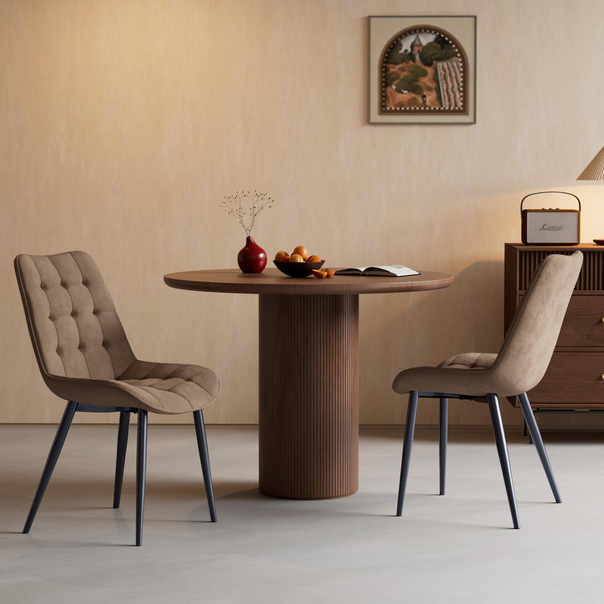 STUHL-SET 6 Stück aus Samt in Modernem Stil-YZ2 - Champagner, Textil (53/88/62.5cm) - HOMAVO