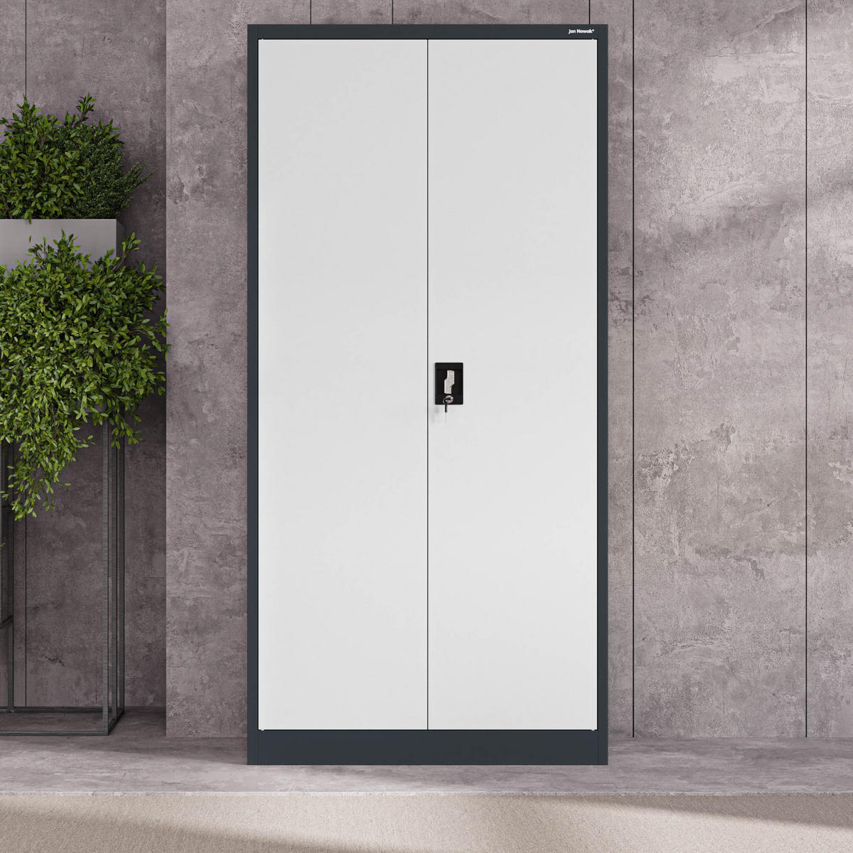 AKTENSCHRANK JAN 185x90x45 cm - Anthrazit/Weiß, Metall (90/185/40cm) - Jan Nowak