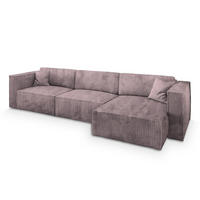 ECKSOFA TOLMO P Lila Kordstoff mit Schlaffunktion - Lila, Holz (347/148cm) - MASSENO