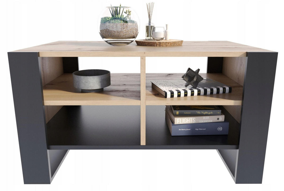 COUCHTISCH FIGA Artisan Eiche-Schwarz 100/53,6/50 cm - Multicolor, Holzwerkstoff (53.6/100/50cm) - Matkam Möbel