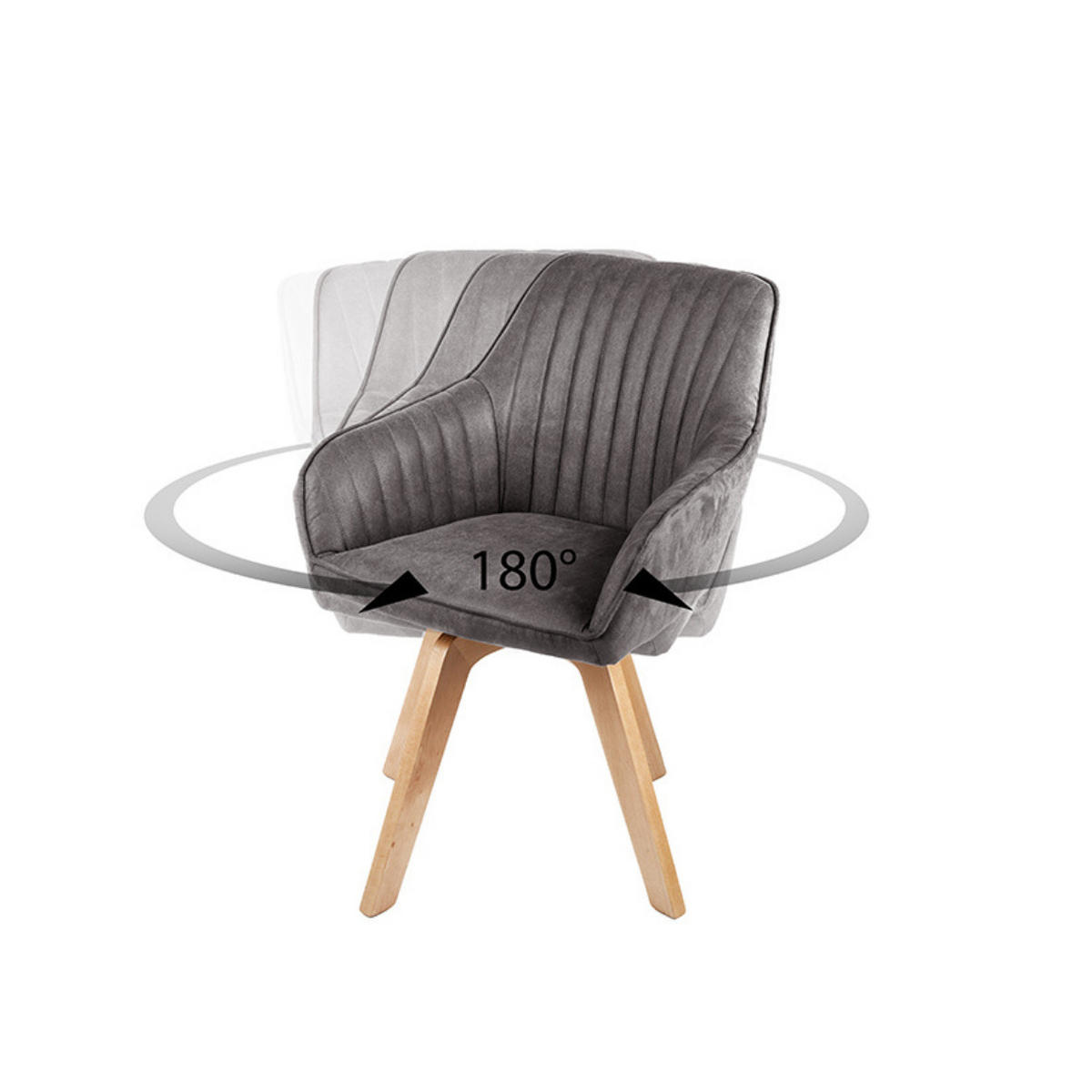 ARMLEHNSTUHL LIVORNO Samt Grau - Grau, Textil (62/84/62cm) - riess-ambiente