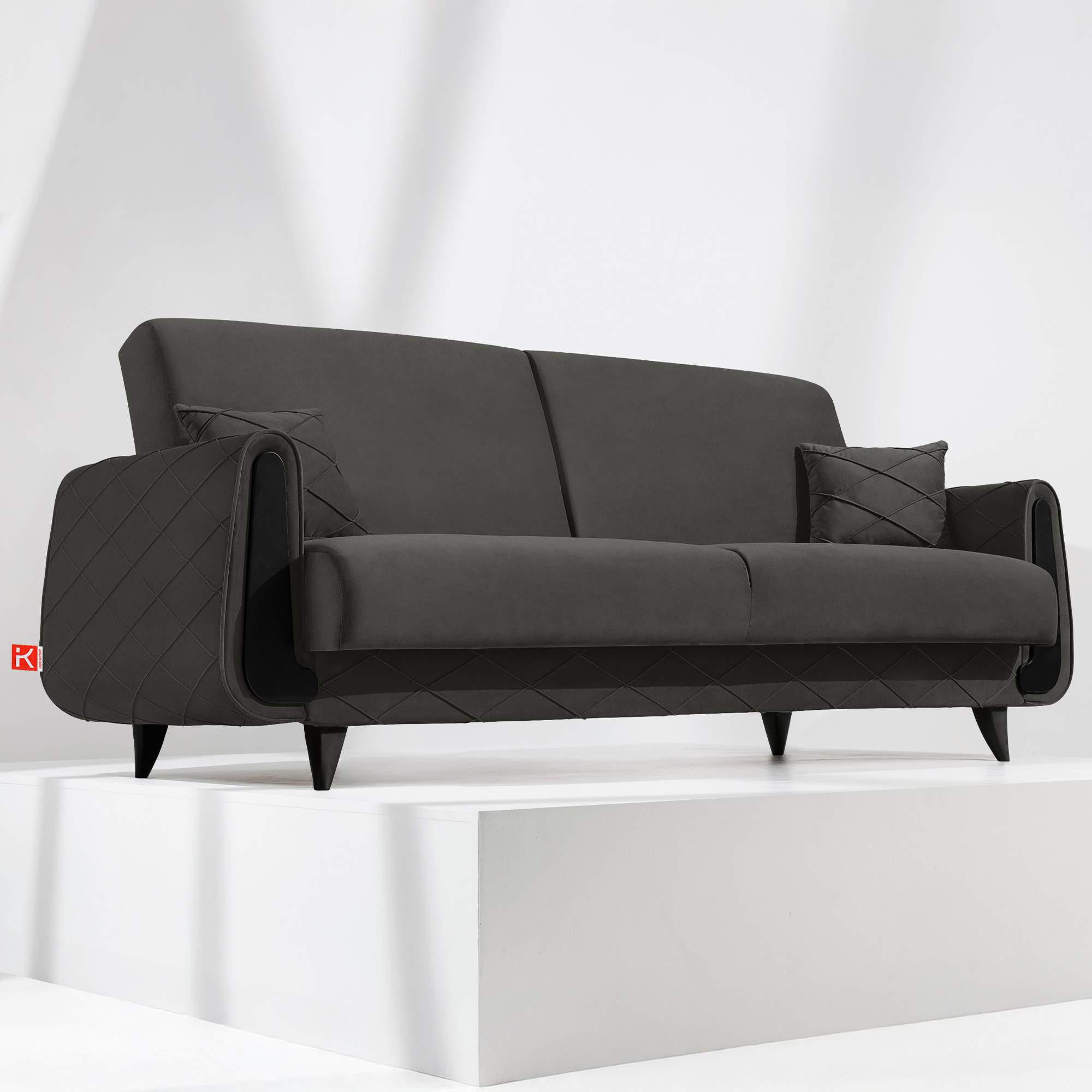 Thumbnail - Konsimo® 3-Sitzer-Sofa, Anthrazit, Holz, Holzwerkstoff, Textil, Fichte, Kiefer, 230x98x98 cm, Wohnzimmer, Sofas & Couche...