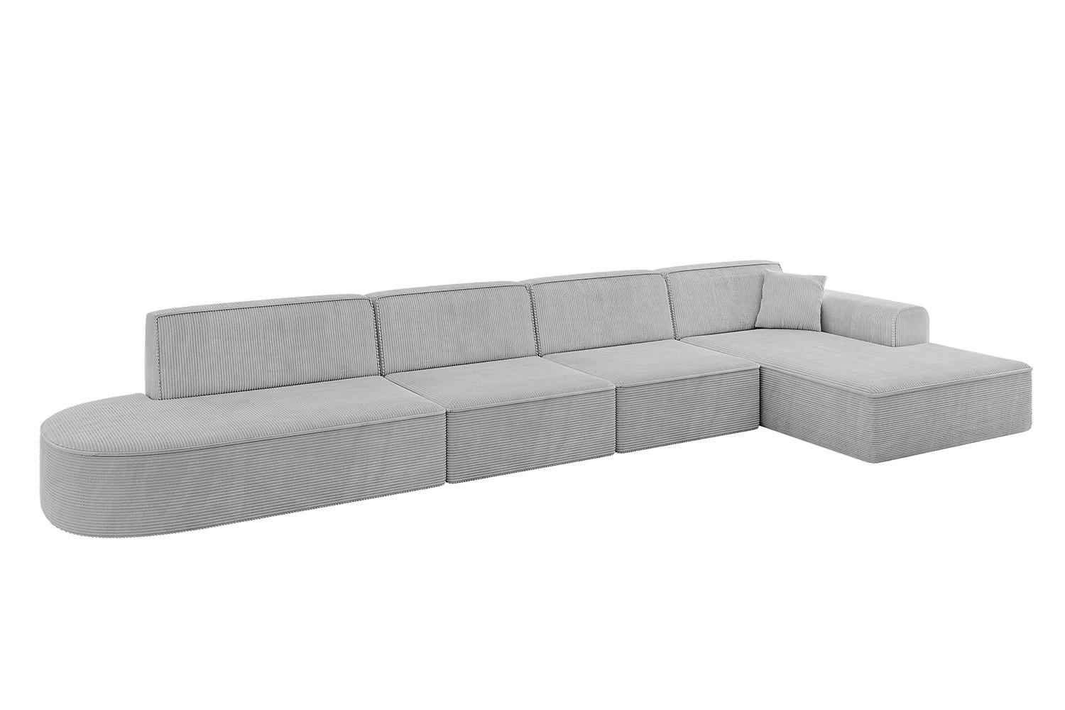 ALTDECOR ROHOVÁ SEDACÍ SOUPRAVA s otomanem vpravo IREA-L3-v3 – 412 × 165 × 77 cm šedá