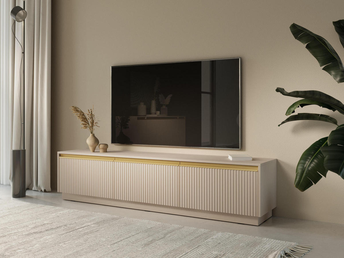 TV-LOWBOARD ROYAL Beige, Gold 180x39x42 cm - Beige/Goldfarben, Holzwerkstoff (180/42/39cm) - FURNLUX