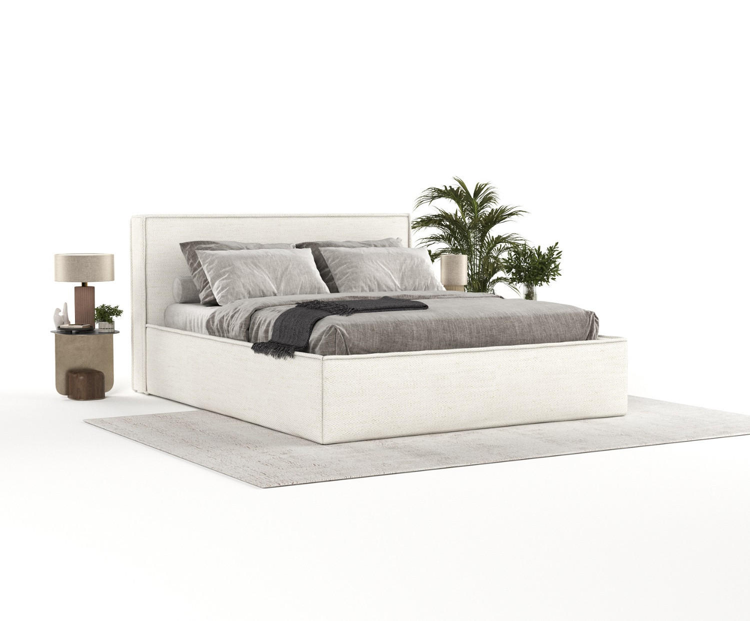 POLSTERBETT Sato mit Stauraum 120/200 cm Creme im Modesto Stoff - Creme/Schwarz, Holz/Holzwerkstoff (120/200cm) - AltaBeds