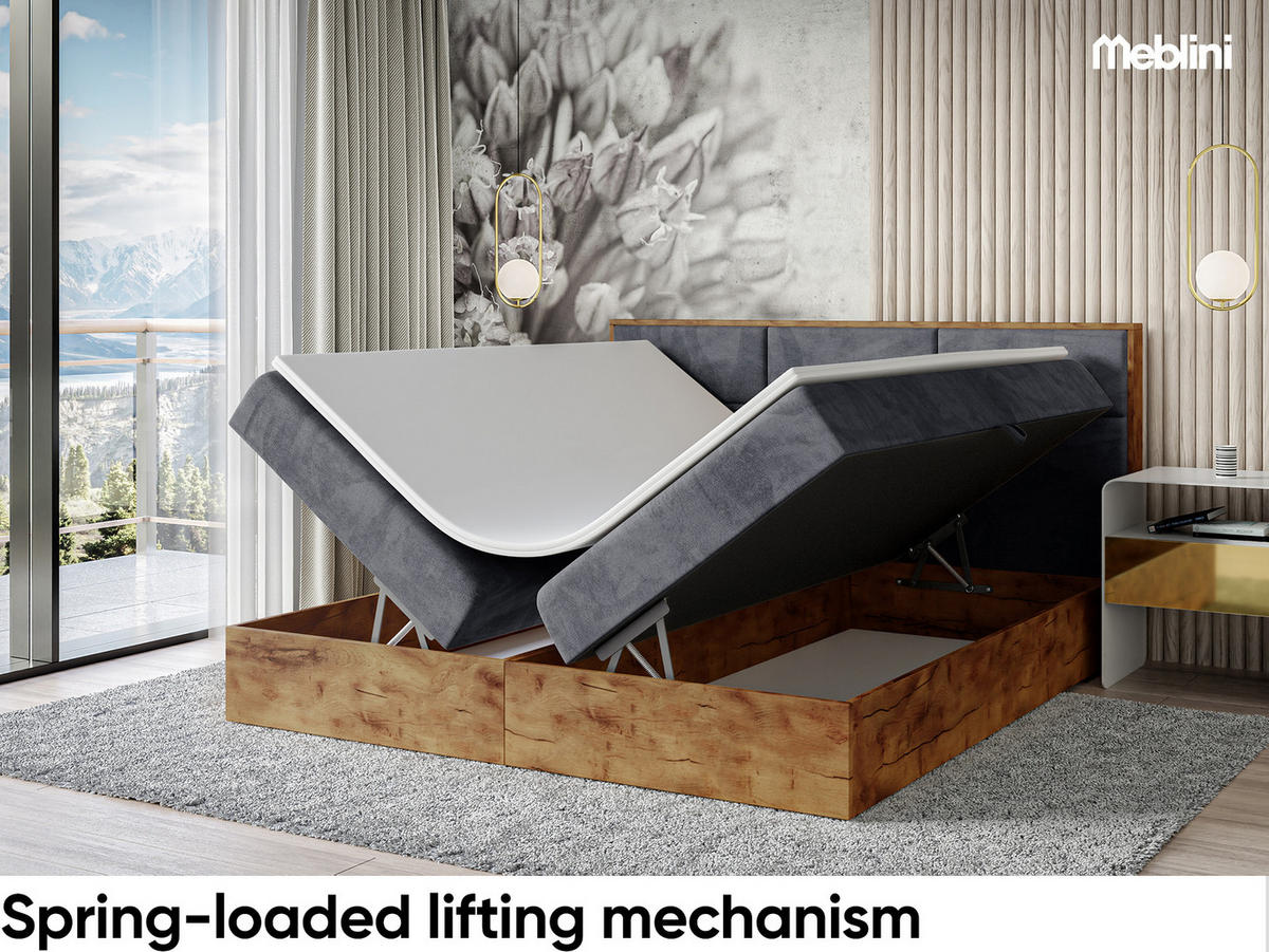 BOXBETT Lofty 2 - Dunkelgrau/Schwarz, Holzwerkstoff/Textil (120/200cm) - Meblini
