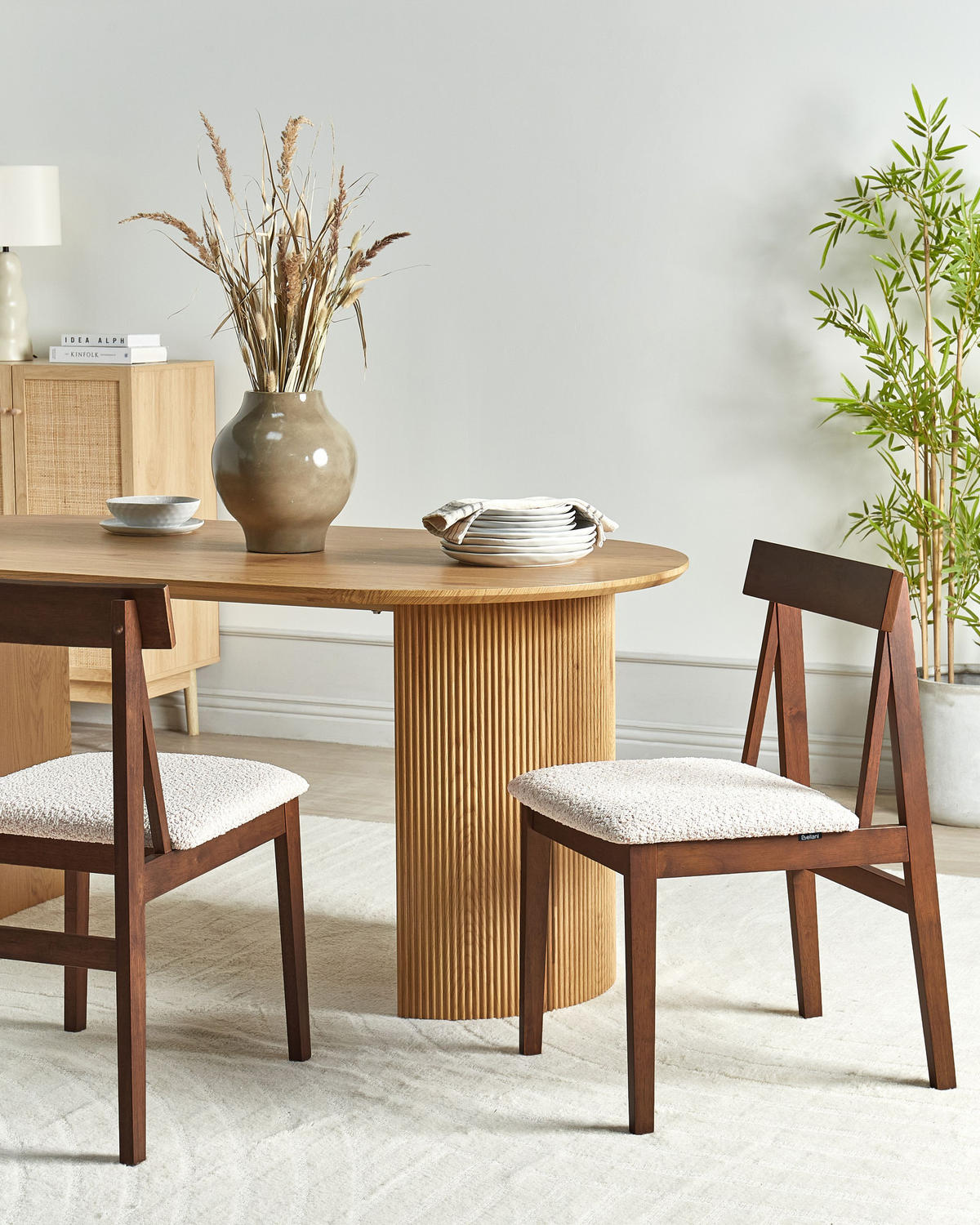 ESSZIMMERSTUHL 2er Set Holz Braun/Beige Isle - Beige/Braun, Holz (45/82/55cm) - Beliani
