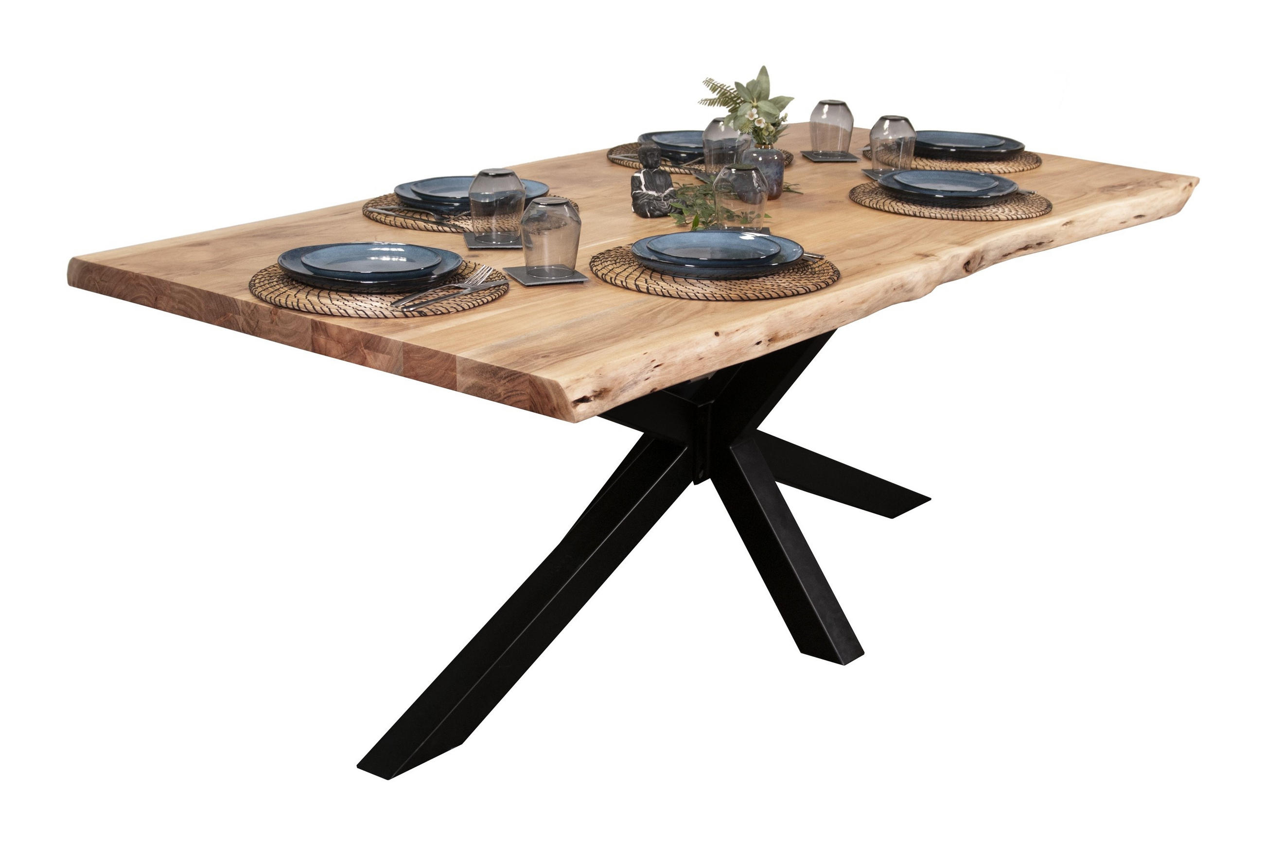 ESSTISCH CALI - Beige/Schwarz, Holz/Metall (100/220/77cm) - SAM