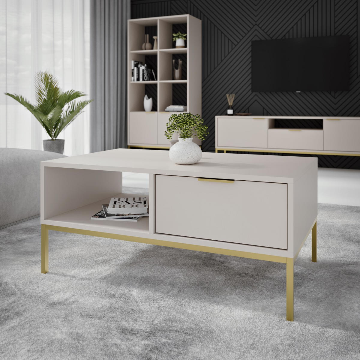 COUCHTISCH Austin 60/45,4/80 cm - Beige/Goldfarben, Holzwerkstoff (80/60/45cm) - Kocot Kids