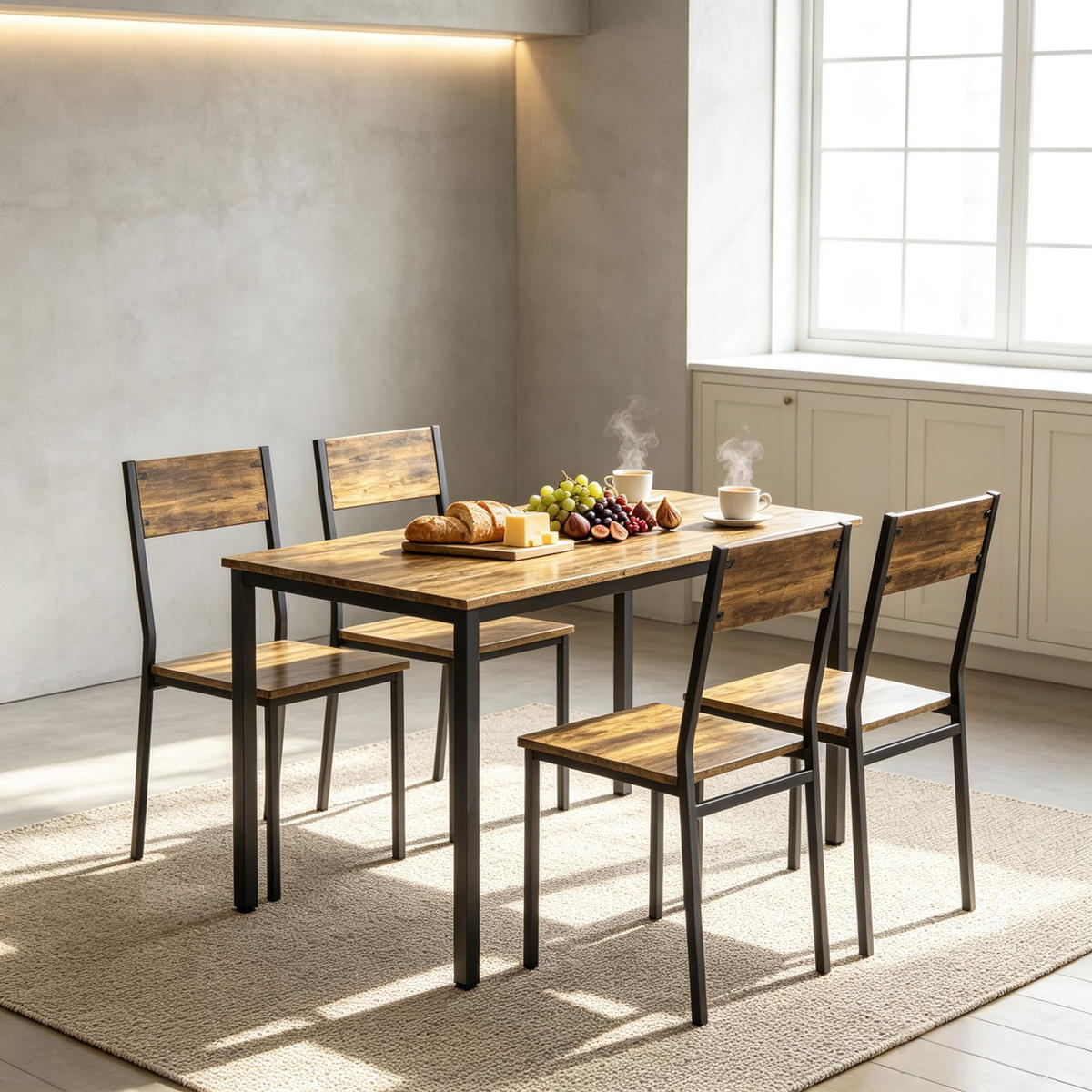 ESSGRUPPE DE-39314 108/60 cm Tisch mit 4 Stühlen Rustikalbraun - Braun, Holzwerkstoff (108/76/60cm) - ComfortXL